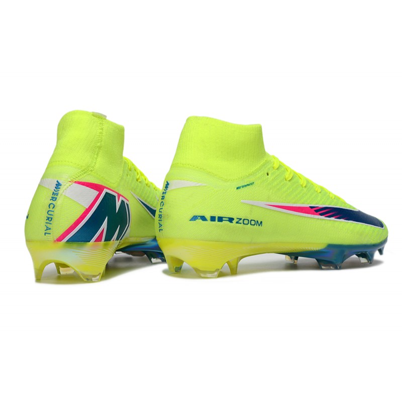Chaussure Nike Air Zoom Mercurial Superfly 10 Elite FG Limelight Volt Bleu – Image 4
