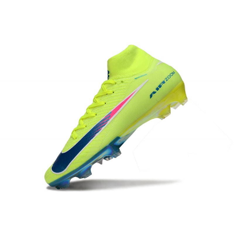 Chaussure Nike Air Zoom Mercurial Superfly 10 Elite FG Limelight Volt Bleu – Image 6