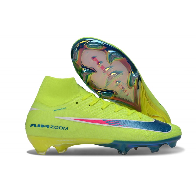 Chaussure Nike Air Zoom Mercurial Superfly 10 Elite FG Limelight Volt Bleu