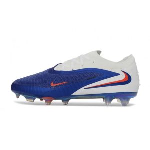 Chaussures de Foot Nike Phantom 6 Low Elite FG Nouvelles Bleu Rapide Blanc