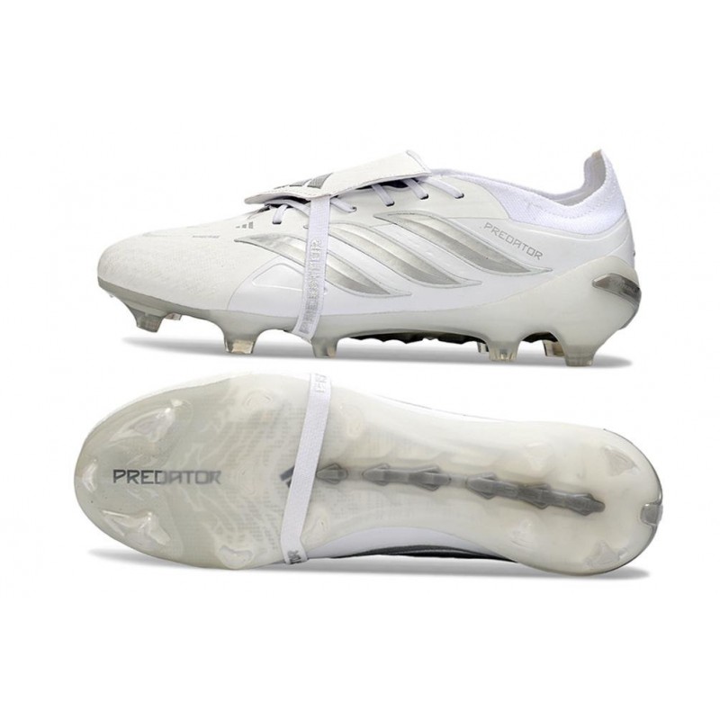 Chaussures de foot adidas Predator 26 Elite Foldover Tongue FG Blanc Argent – Image 2