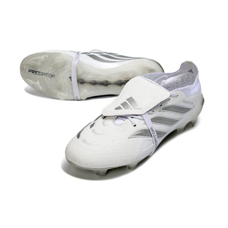 Chaussures de foot adidas Predator 26 Elite Foldover Tongue FG Blanc Argent – Image 5