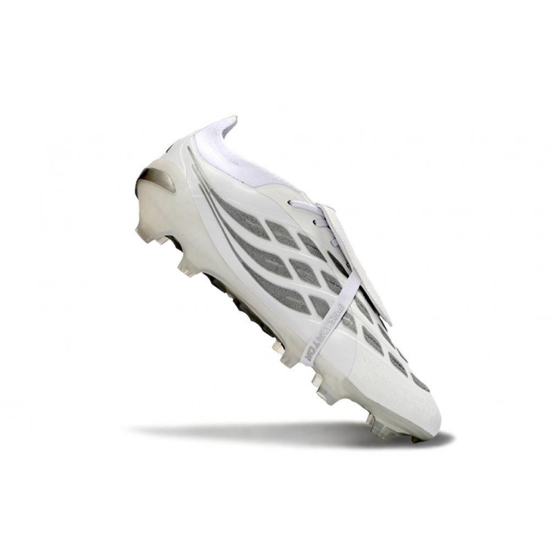 Chaussures de foot adidas Predator 26 Elite Foldover Tongue FG Blanc Argent – Image 7