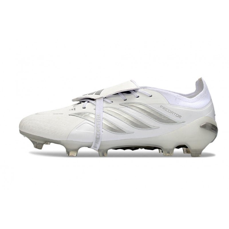 Chaussures de foot adidas Predator 26 Elite Foldover Tongue FG Blanc Argent