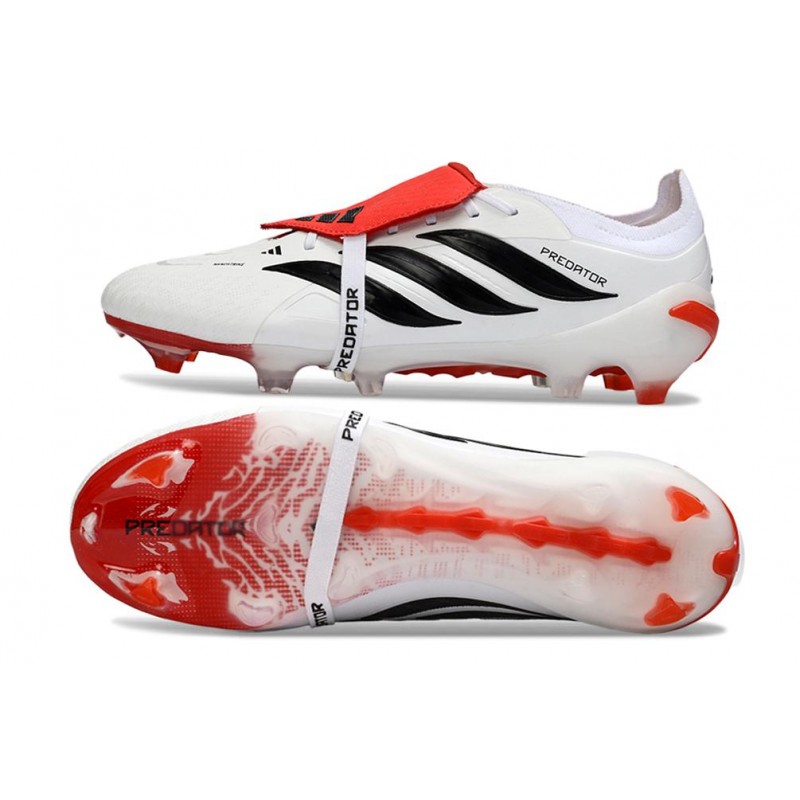 Chaussures de foot adidas Predator 26 Elite Foldover Tongue FG Blanc Noir Rouge – Image 2