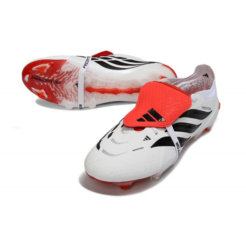 Chaussures de foot adidas Predator 26 Elite Foldover Tongue FG Blanc Noir Rouge – Image 5