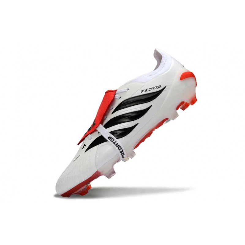Chaussures de foot adidas Predator 26 Elite Foldover Tongue FG Blanc Noir Rouge – Image 6