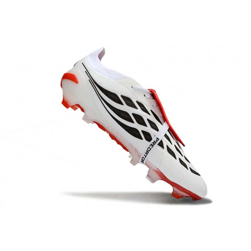 Chaussures de foot adidas Predator 26 Elite Foldover Tongue FG Blanc Noir Rouge – Image 7