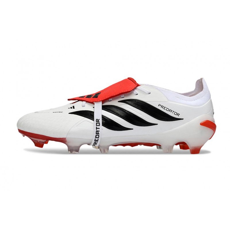 Chaussures de foot adidas Predator 26 Elite Foldover Tongue FG Blanc Noir Rouge