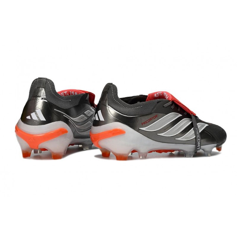 Chaussures de foot adidas Predator 26 Elite Foldover Tongue FG Fer Mét. Blanc Ftwr Rouge Lucide – Image 4