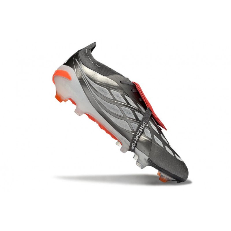 Chaussures de foot adidas Predator 26 Elite Foldover Tongue FG Fer Mét. Blanc Ftwr Rouge Lucide – Image 7