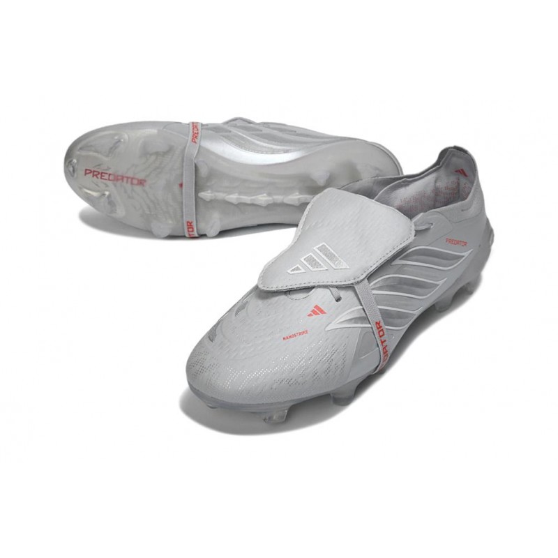 Chaussures de foot adidas Predator 26 Elite Foldover Tongue FG Gris Argent – Image 5