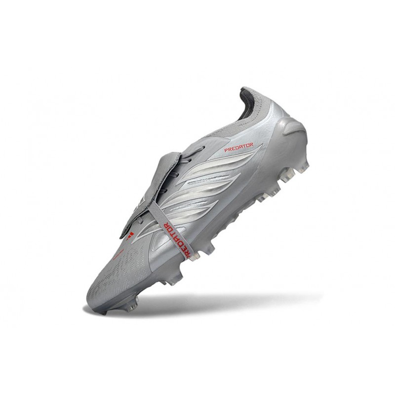 Chaussures de foot adidas Predator 26 Elite Foldover Tongue FG Gris Argent – Image 6