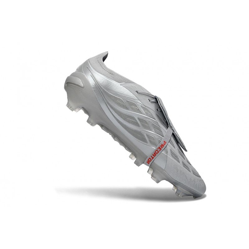 Chaussures de foot adidas Predator 26 Elite Foldover Tongue FG Gris Argent – Image 7