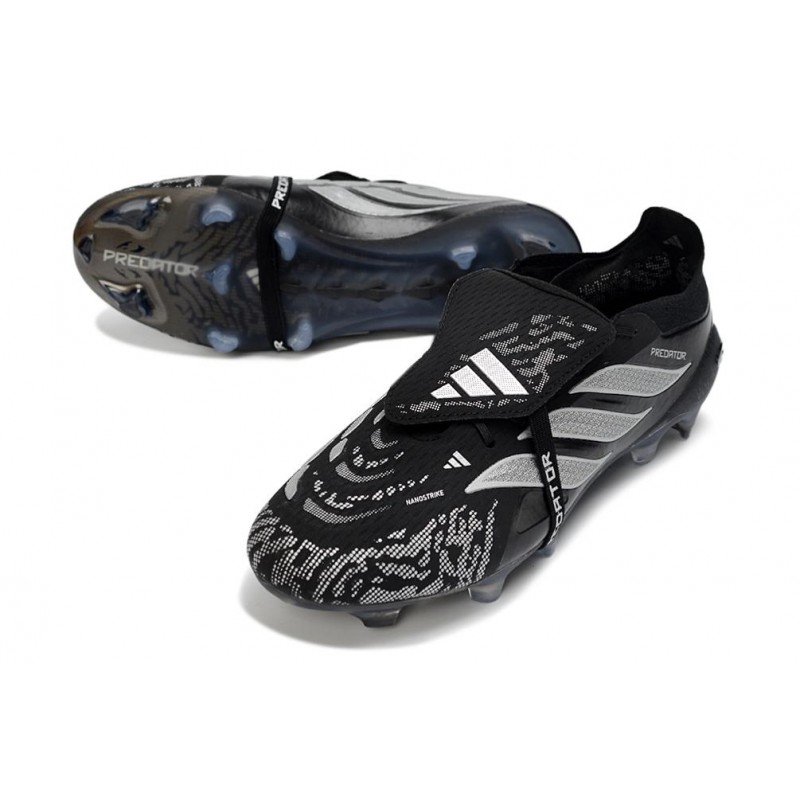 Chaussures de foot adidas Predator 26 Elite Foldover Tongue FG Noir Argent – Image 3