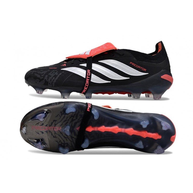 Chaussures de foot adidas Predator 26 Elite Foldover Tongue FG Noir Blanc Rouge – Image 2