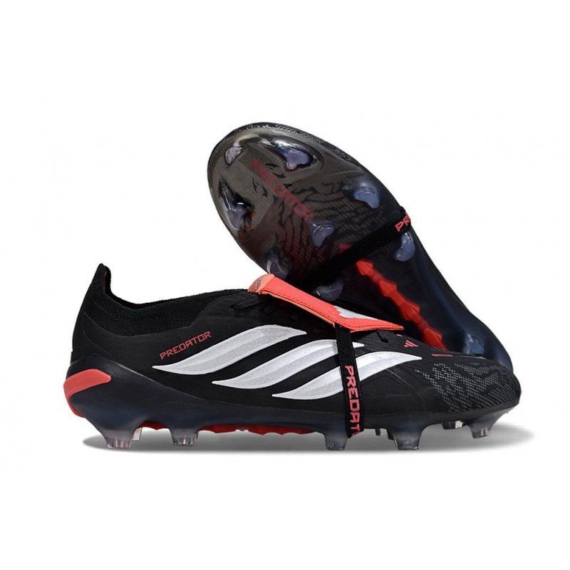 Chaussures de foot adidas Predator 26 Elite Foldover Tongue FG Noir Blanc Rouge – Image 3