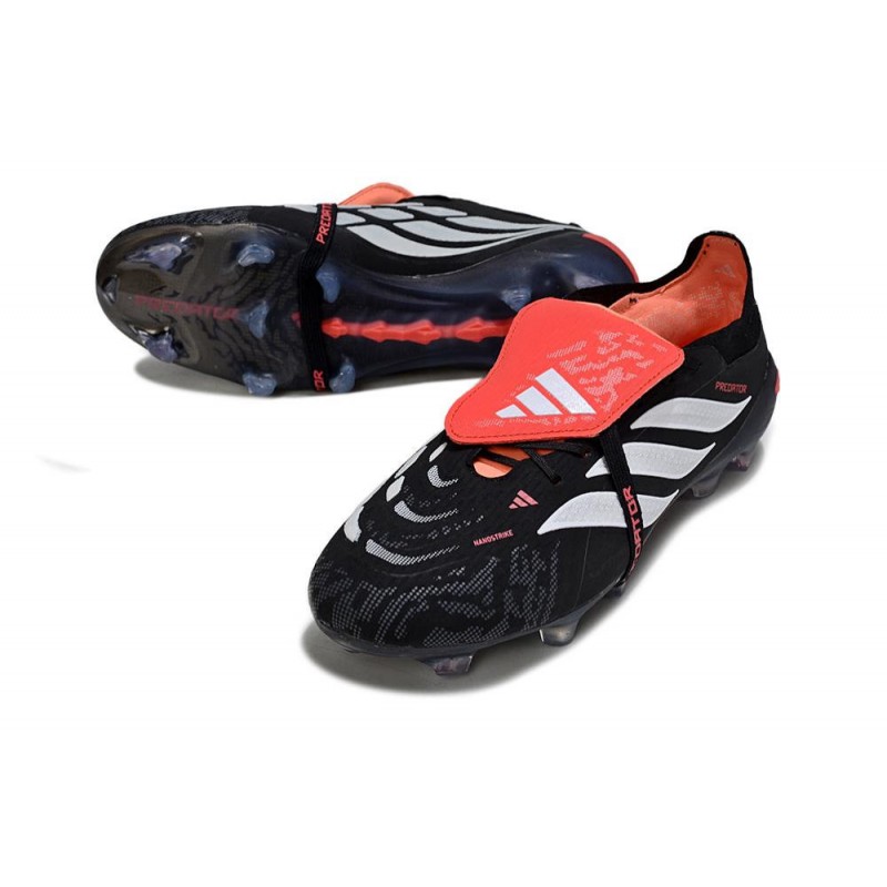 Chaussures de foot adidas Predator 26 Elite Foldover Tongue FG Noir Blanc Rouge – Image 5