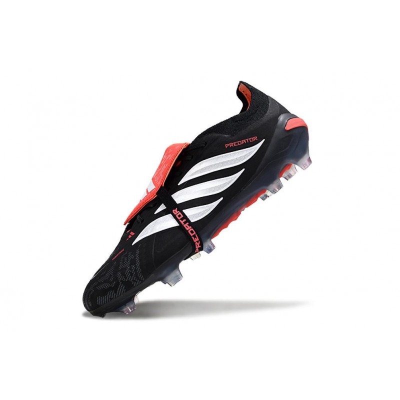 Chaussures de foot adidas Predator 26 Elite Foldover Tongue FG Noir Blanc Rouge – Image 6