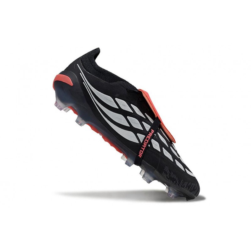 Chaussures de foot adidas Predator 26 Elite Foldover Tongue FG Noir Blanc Rouge – Image 7
