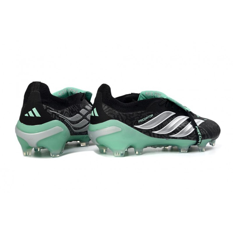 Chaussures de foot adidas Predator 26 Elite Foldover Tongue FG Noir Blanc Vert – Image 4