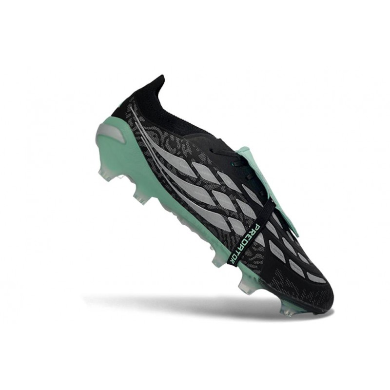 Chaussures de foot adidas Predator 26 Elite Foldover Tongue FG Noir Blanc Vert – Image 7