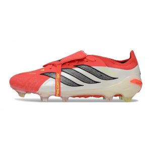 Chaussures de foot adidas Predator 26 Elite Foldover Tongue FG Rouge Lucide Noir Blanc Ftwr
