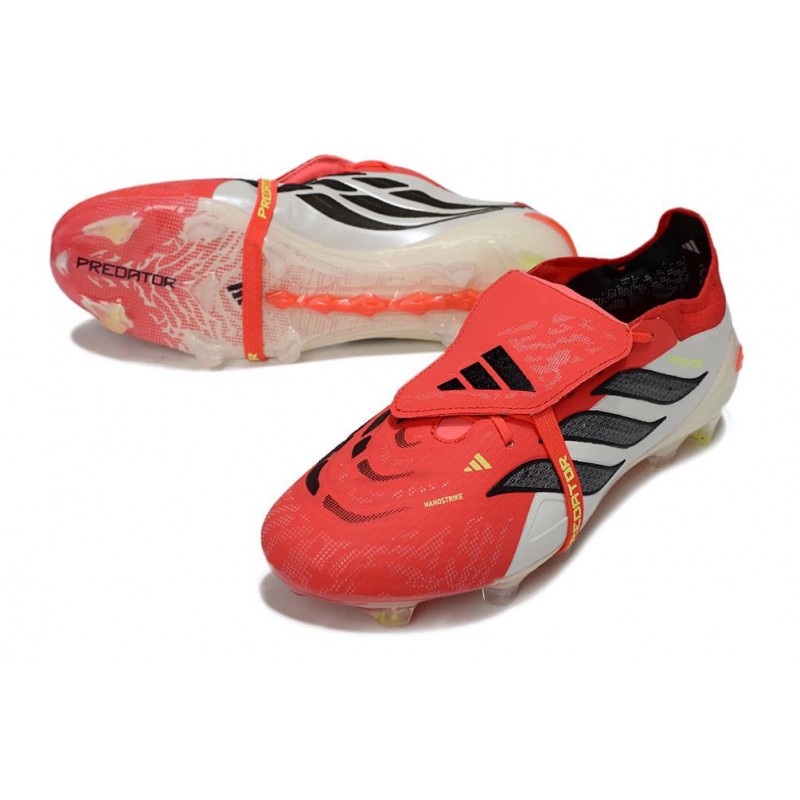 Chaussures de foot adidas Predator 26 Elite Foldover Tongue FG Rouge Lucide Noir Blanc Ftwr – Image 5