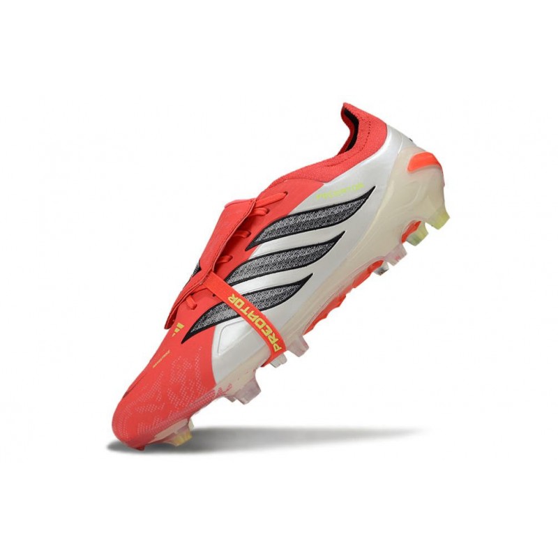 Chaussures de foot adidas Predator 26 Elite Foldover Tongue FG Rouge Lucide Noir Blanc Ftwr – Image 6