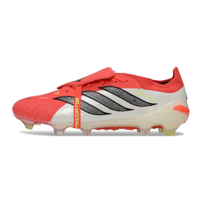 Chaussures de foot adidas Predator 26 Elite Foldover Tongue FG Rouge Lucide Noir Blanc Ftwr