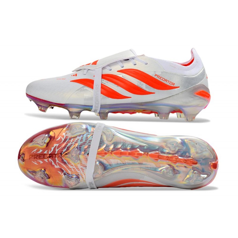Chaussure de Foot adidas Predator Elite Tongue FG Blanc Rouge – Image 2