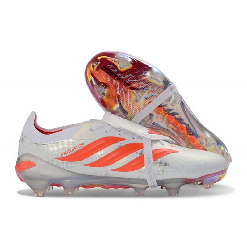 Chaussure de Foot adidas Predator Elite Tongue FG Blanc Rouge – Image 3