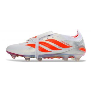 Chaussure de Foot adidas Predator Elite Tongue FG Blanc Rouge