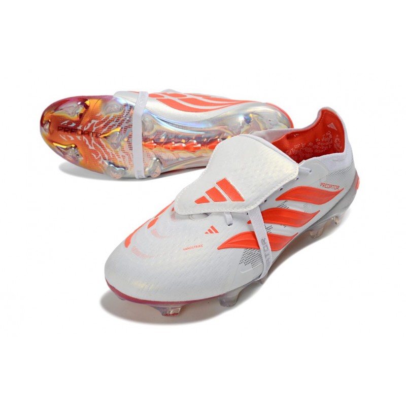 Chaussure de Foot adidas Predator Elite Tongue FG Blanc Rouge – Image 5