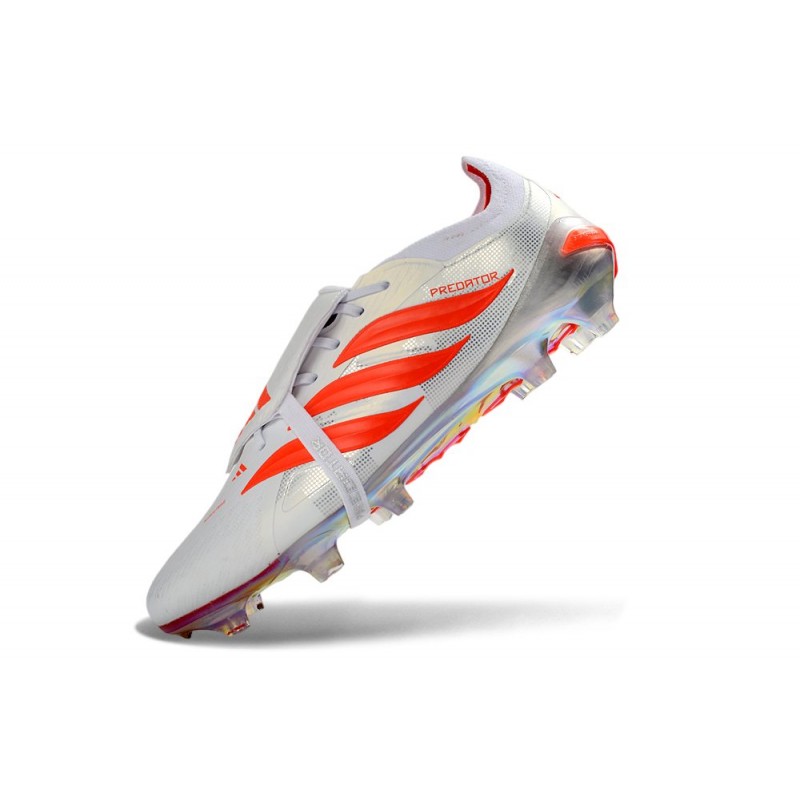 Chaussure de Foot adidas Predator Elite Tongue FG Blanc Rouge – Image 6