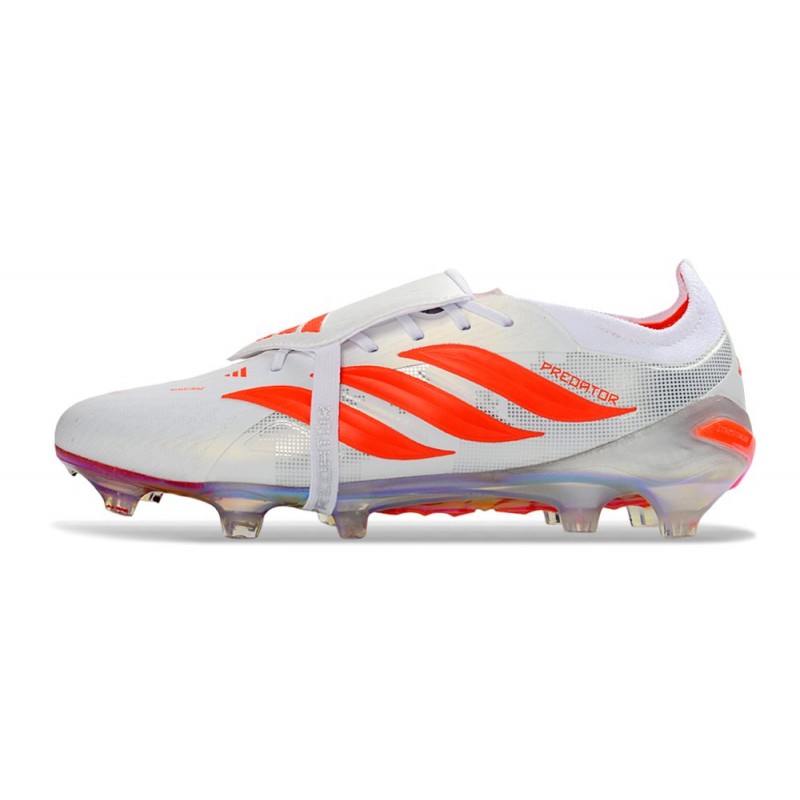 Chaussure de Foot adidas Predator Elite Tongue FG Blanc Rouge