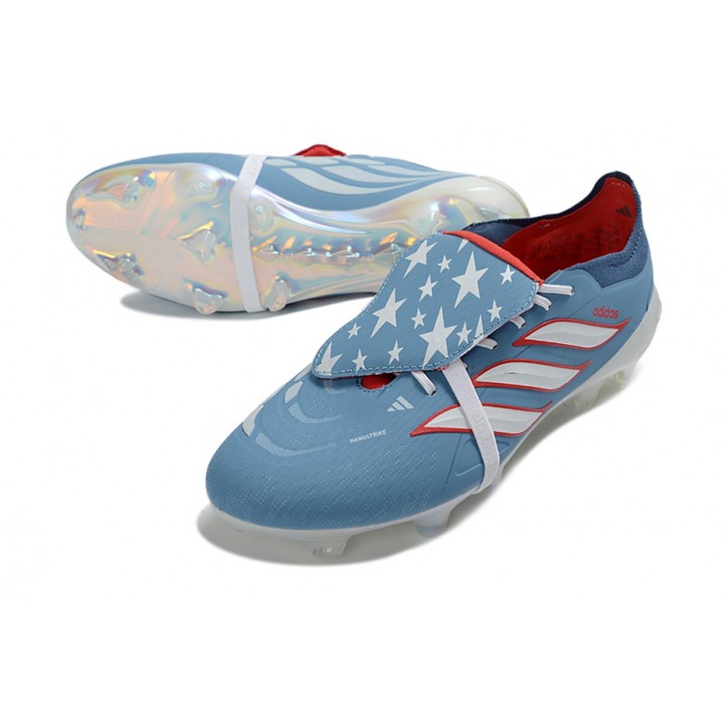Chaussure de Foot adidas Predator Elite Tongue FG Bleu Blanc – Image 5