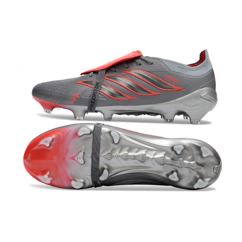 Chaussure de Foot adidas Predator Elite Tongue FG Gris Rouge – Image 2
