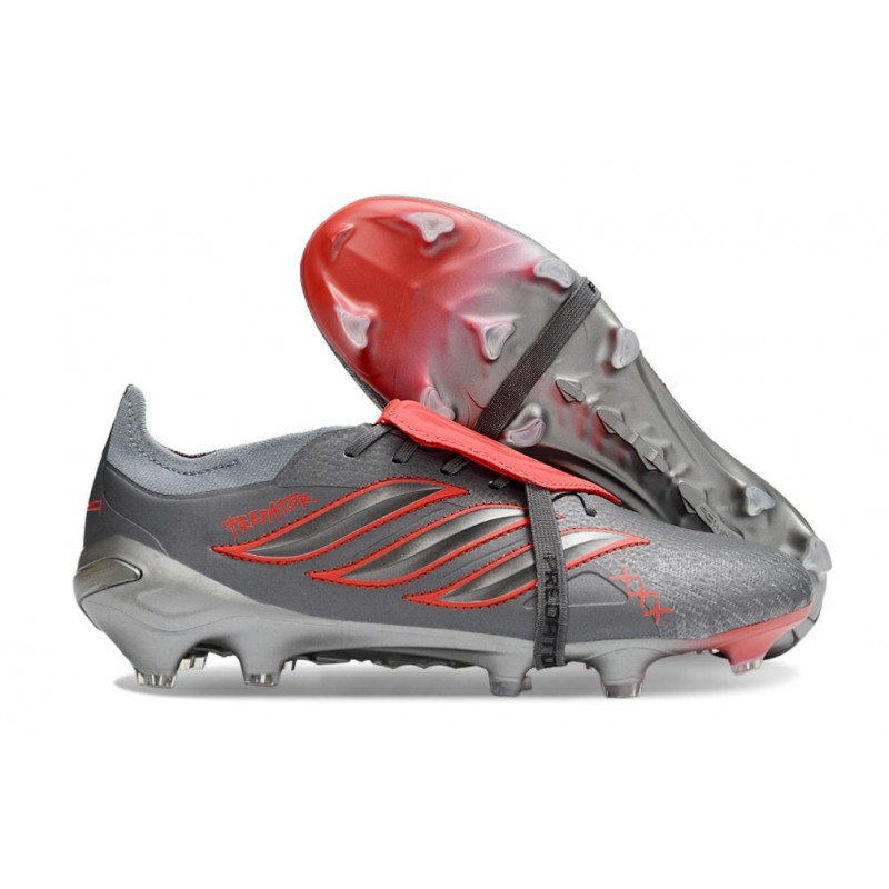 Chaussure de Foot adidas Predator Elite Tongue FG Gris Rouge – Image 3