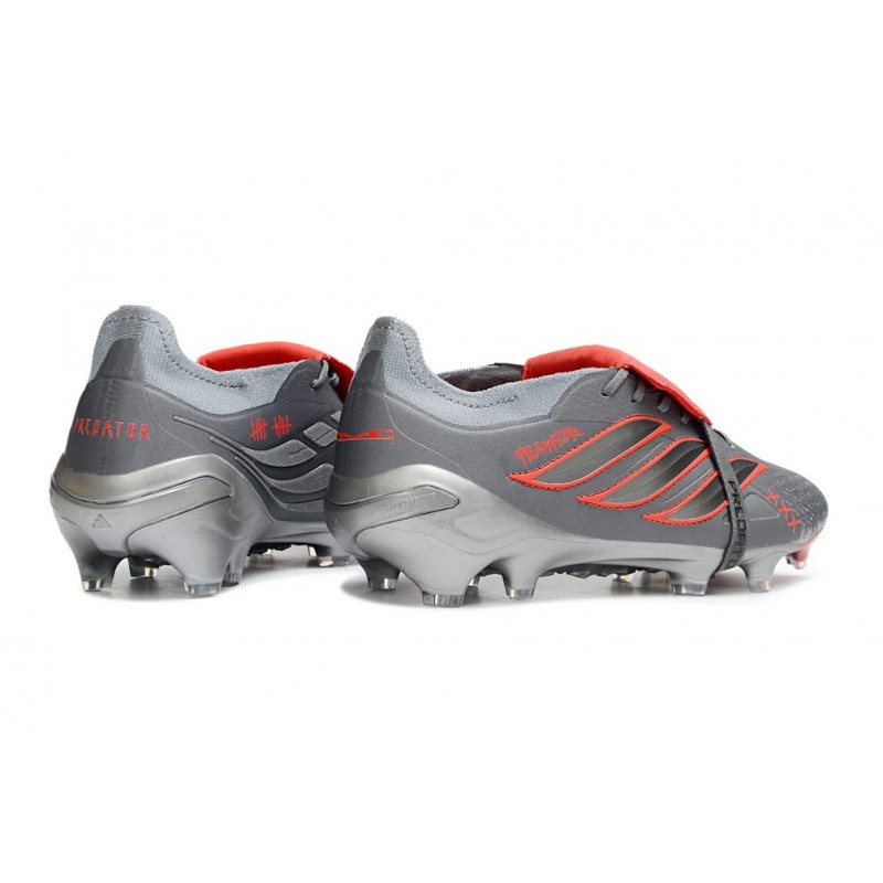 Chaussure de Foot adidas Predator Elite Tongue FG Gris Rouge – Image 4