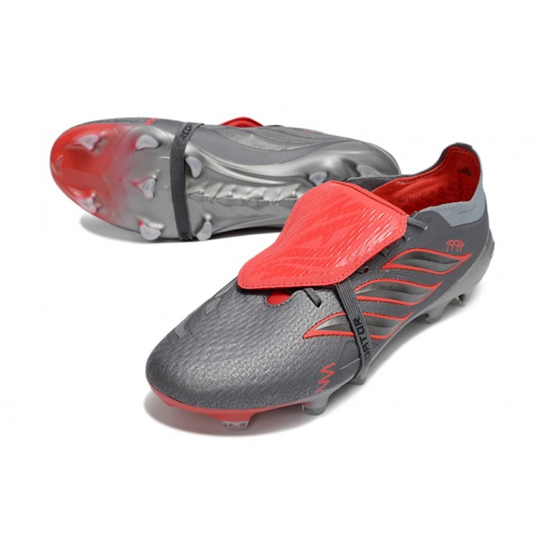 Chaussure de Foot adidas Predator Elite Tongue FG Gris Rouge – Image 5