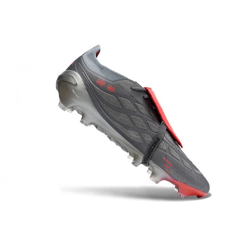 Chaussure de Foot adidas Predator Elite Tongue FG Gris Rouge – Image 7