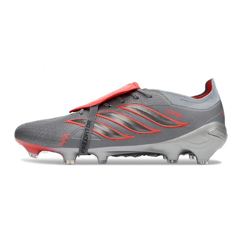 Chaussure de Foot adidas Predator Elite Tongue FG Rouge Argent