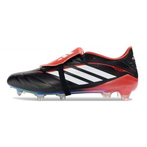 Chaussure de Foot adidas Predator Elite Tongue FG Noir Blanc Rouge