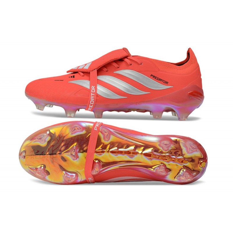 Chaussure de Foot adidas Predator Elite Tongue FG Rouge Argent – Image 2