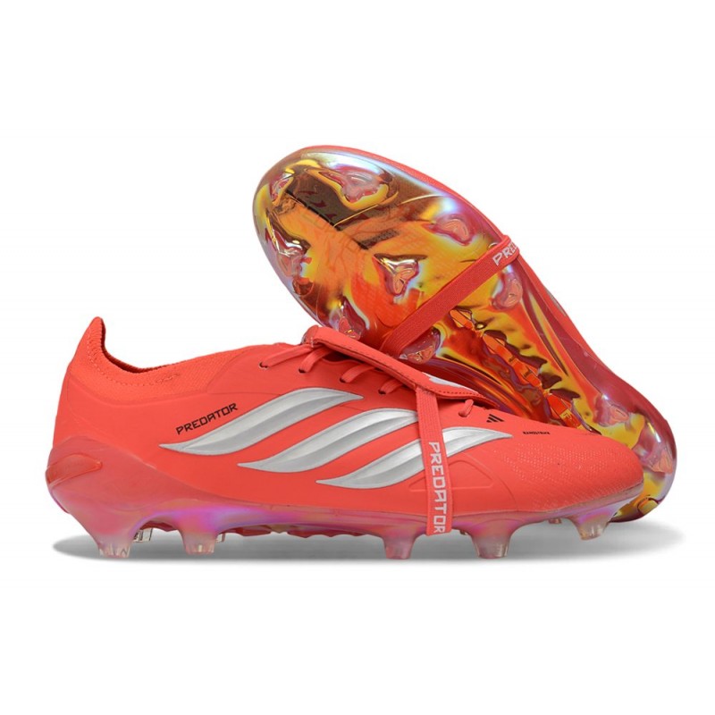 Chaussure de Foot adidas Predator Elite Tongue FG Rouge Argent – Image 3