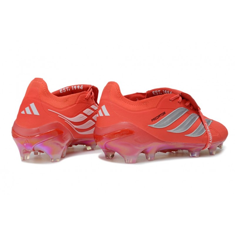 Chaussure de Foot adidas Predator Elite Tongue FG Rouge Argent – Image 4