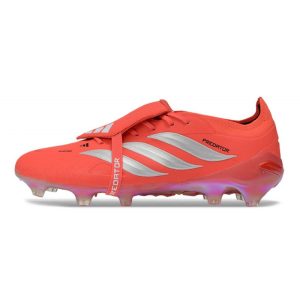 Chaussure de Foot adidas Predator Elite Tongue FG Rouge Argent