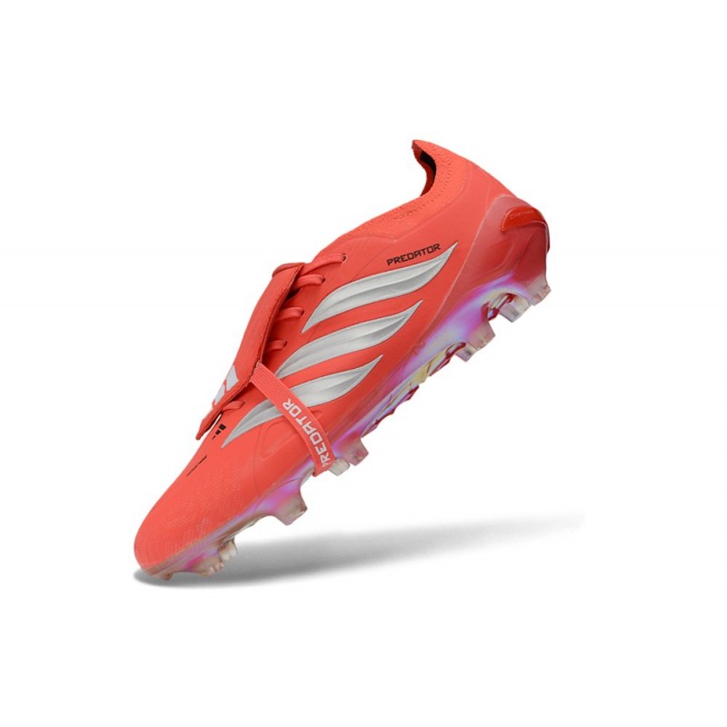 Chaussure de Foot adidas Predator Elite Tongue FG Rouge Argent – Image 6