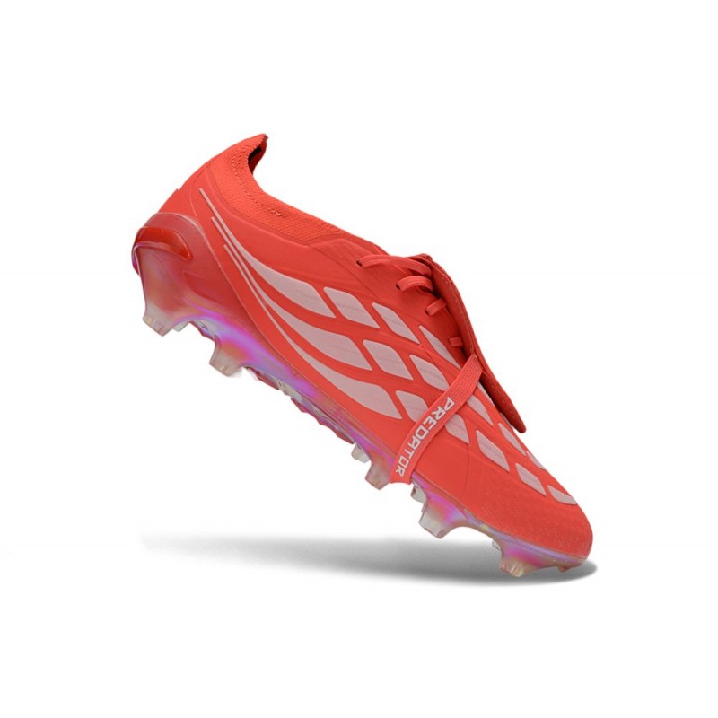 Chaussure de Foot adidas Predator Elite Tongue FG Rouge Argent – Image 7